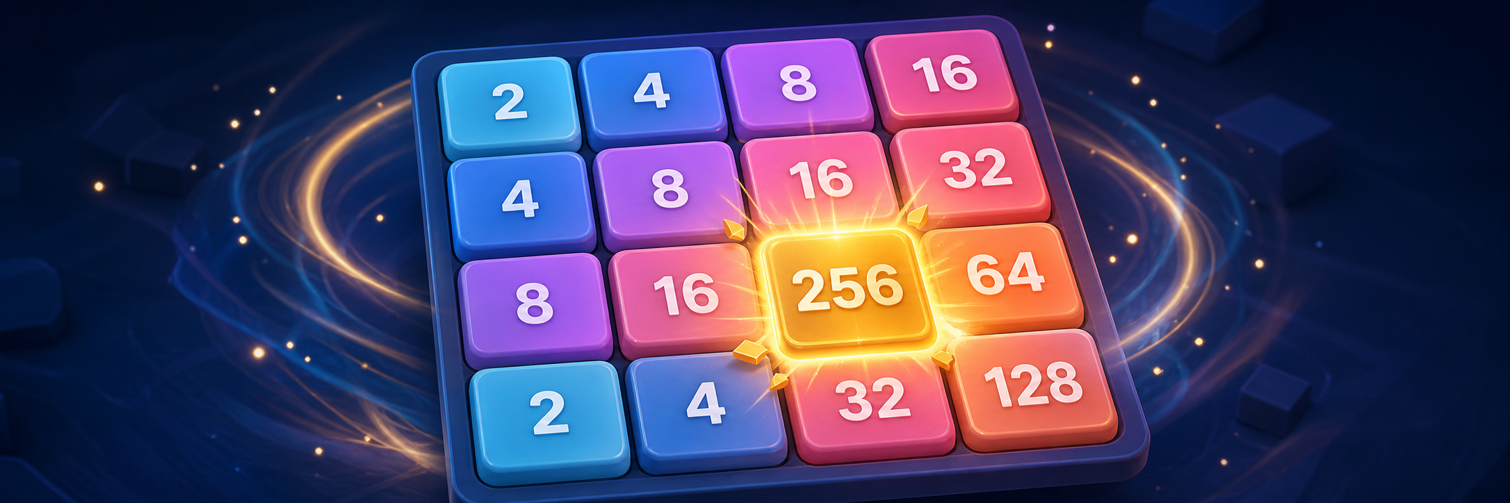 A colorful glowing grid of numbered puzzle tiles
